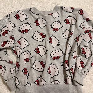 Hello Kitty Grey Sweatshirt with Pink Faces and Red Bows